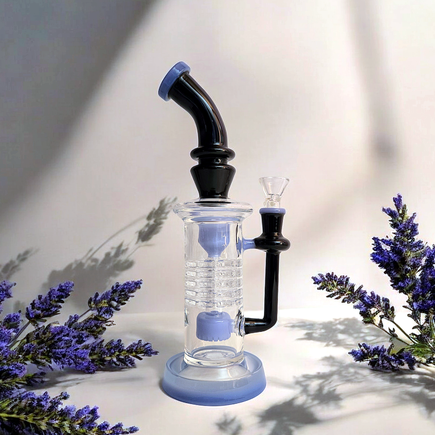 10" Bent Neck Internal Recycler Glass Dab Rig Purple Pink