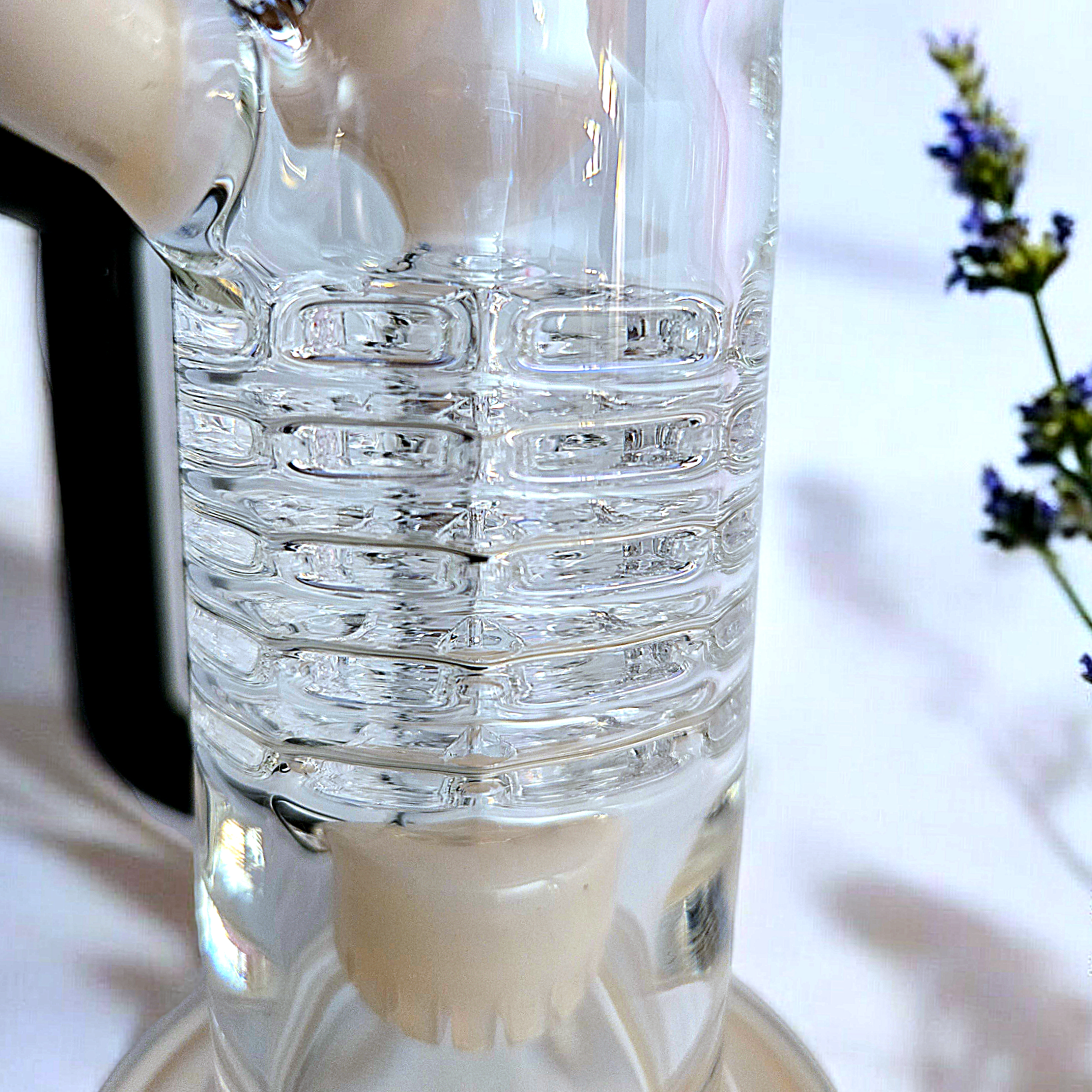 10" Bent Neck Internal Recycler Glass Dab Rig Purple Pink