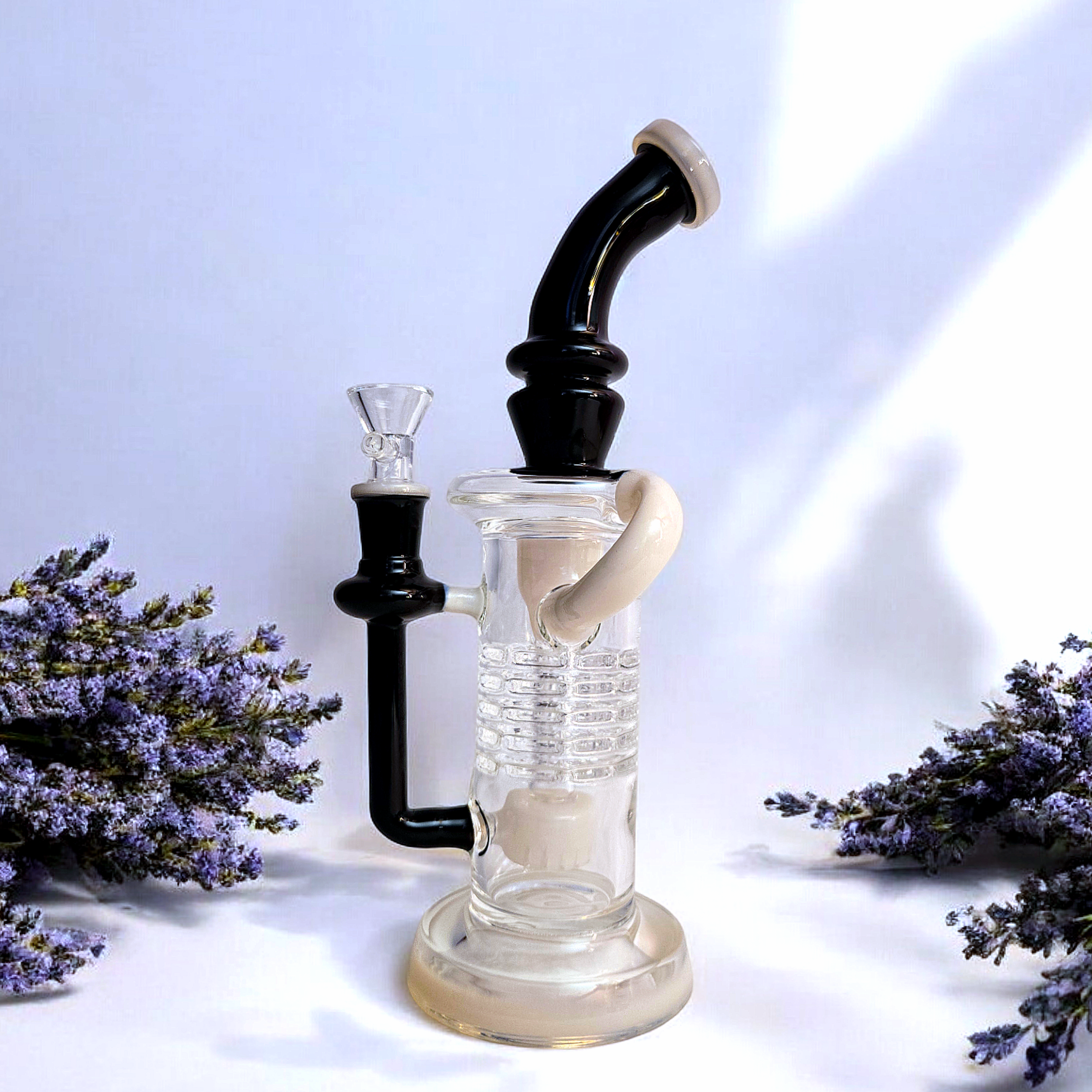 10" Bent Neck Internal Recycler Glass Dab Rig Purple Pink