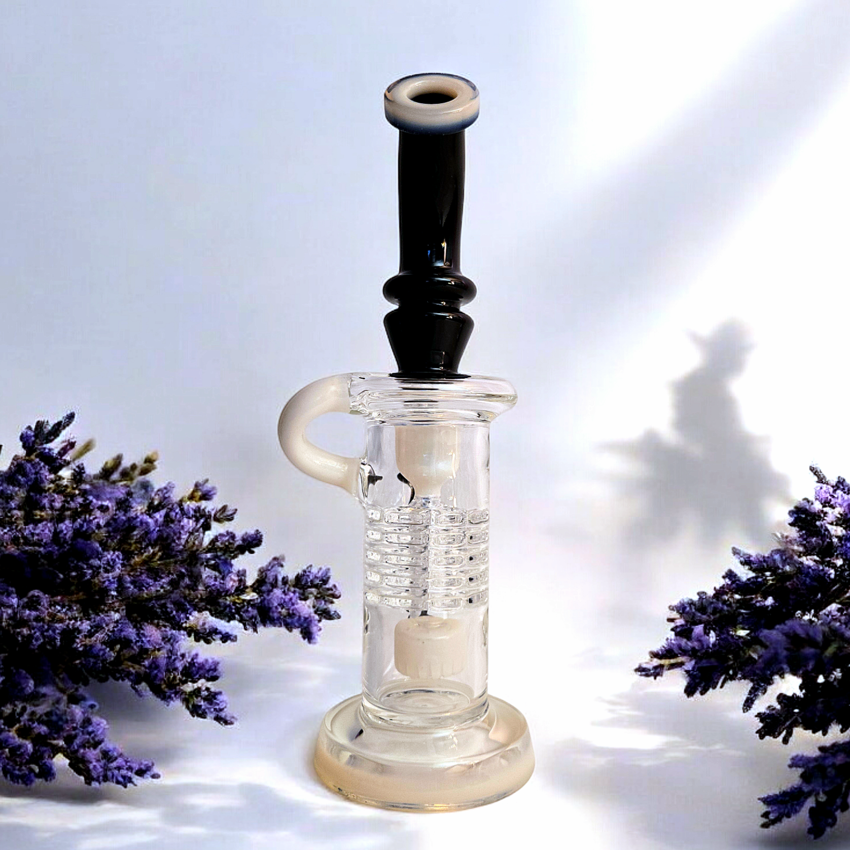 10" Bent Neck Internal Recycler Glass Dab Rig Purple Pink