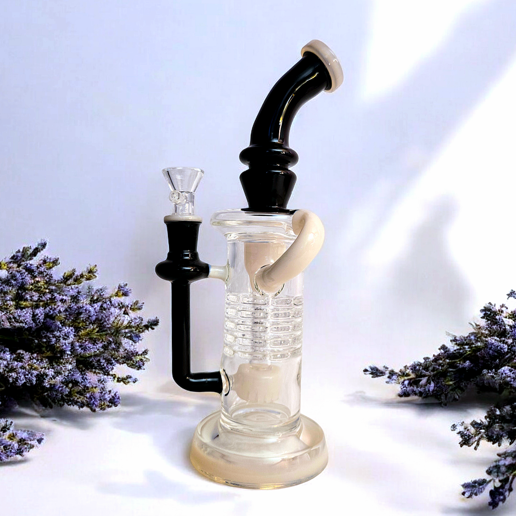 10" Bent Neck Internal Recycler Glass Dab Rig Purple Pink