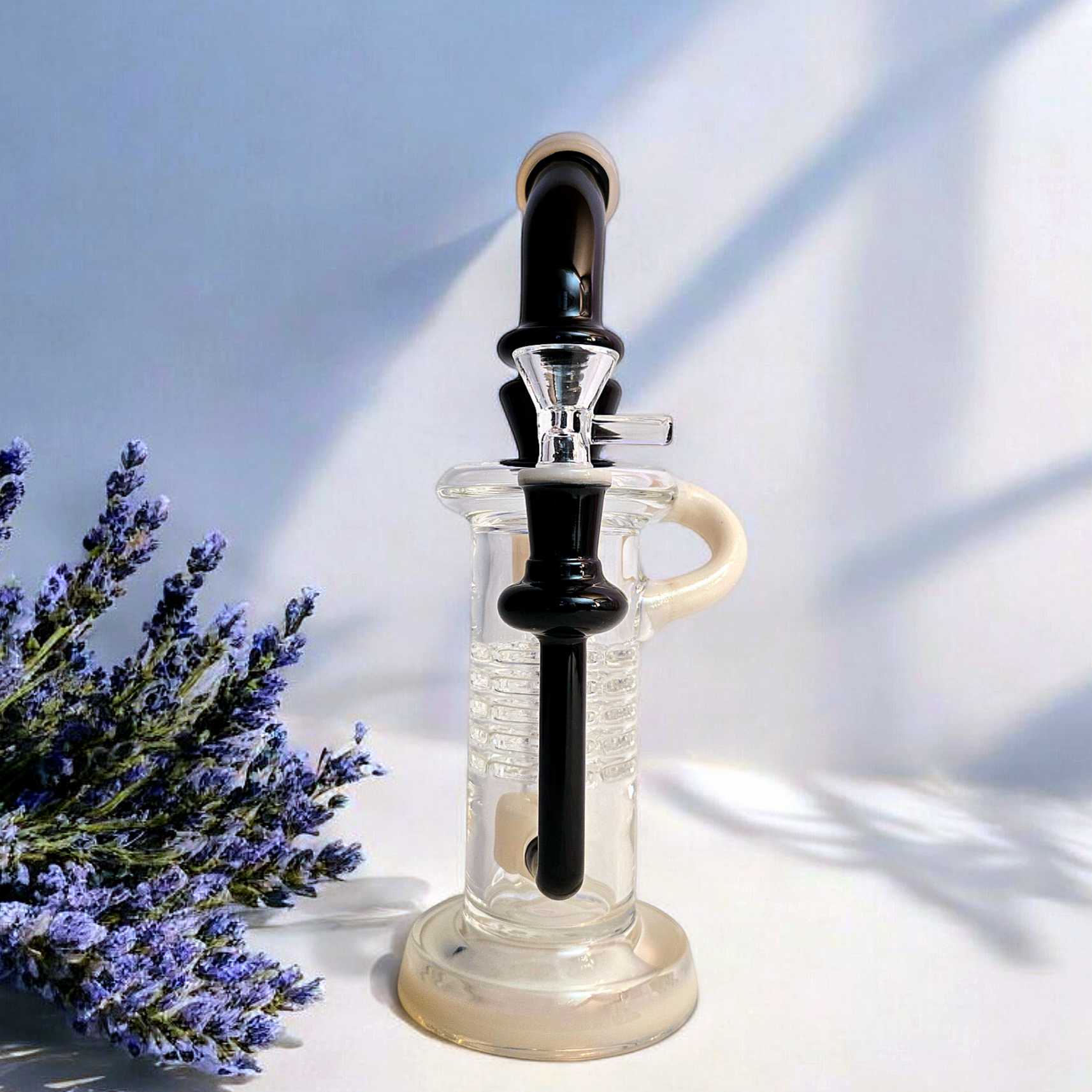 10" Bent Neck Internal Recycler Glass Dab Rig Purple Pink