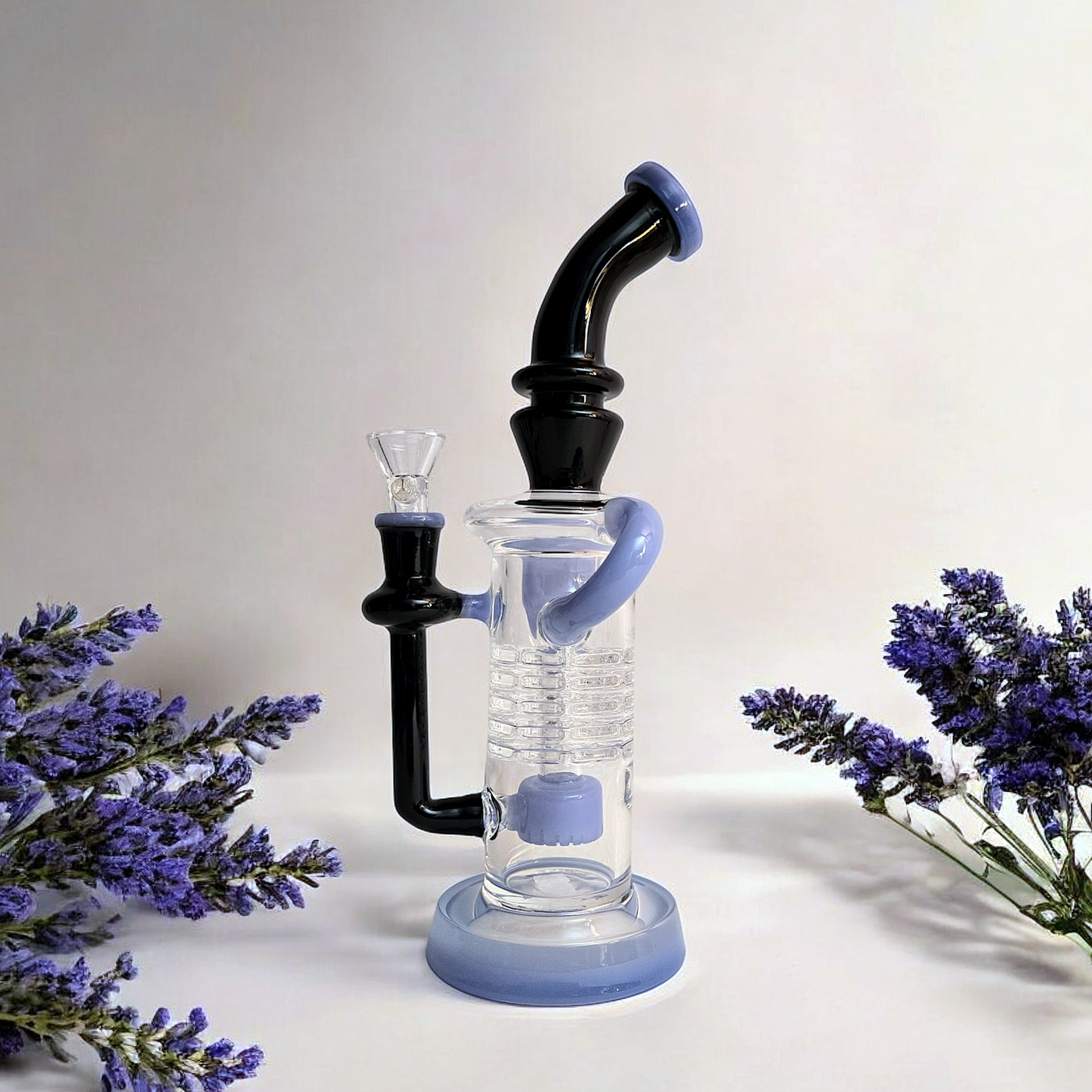 10" Bent Neck Internal Recycler Glass Dab Rig Purple Pink