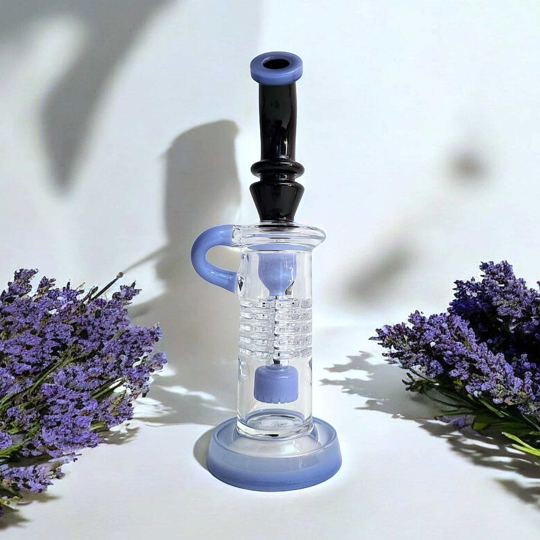 10" Bent Neck Internal Recycler Glass Dab Rig Purple Pink