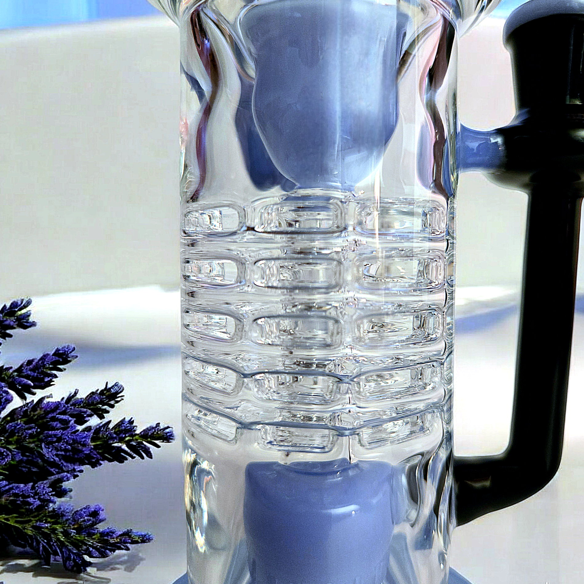 10" Bent Neck Internal Recycler Glass Dab Rig Purple Pink