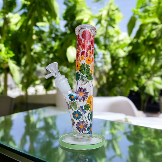 10" Floral Mini Tube with Ice Pinch Travel Size Glass
