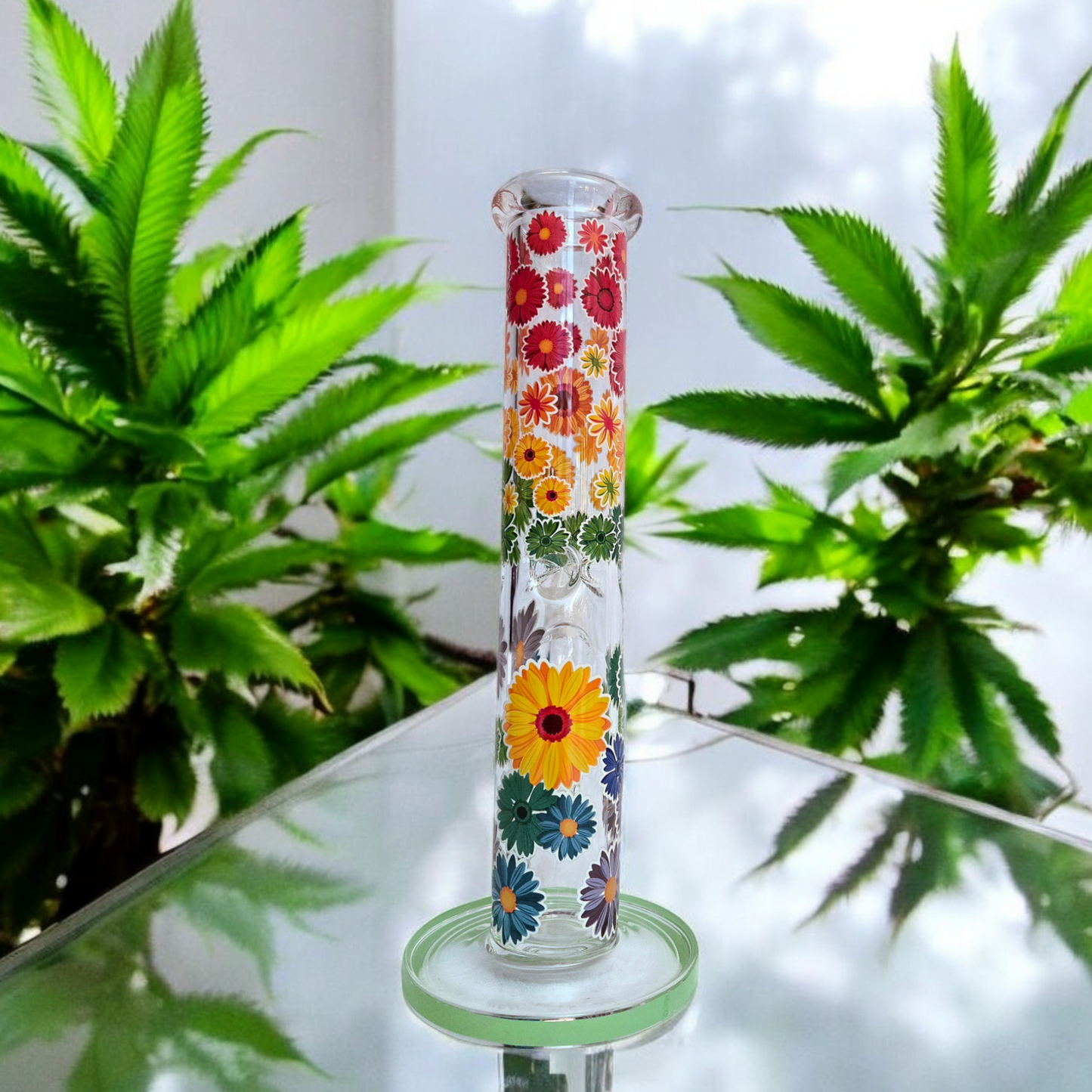 10" Floral Mini Tube with Ice Pinch Travel Size Glass