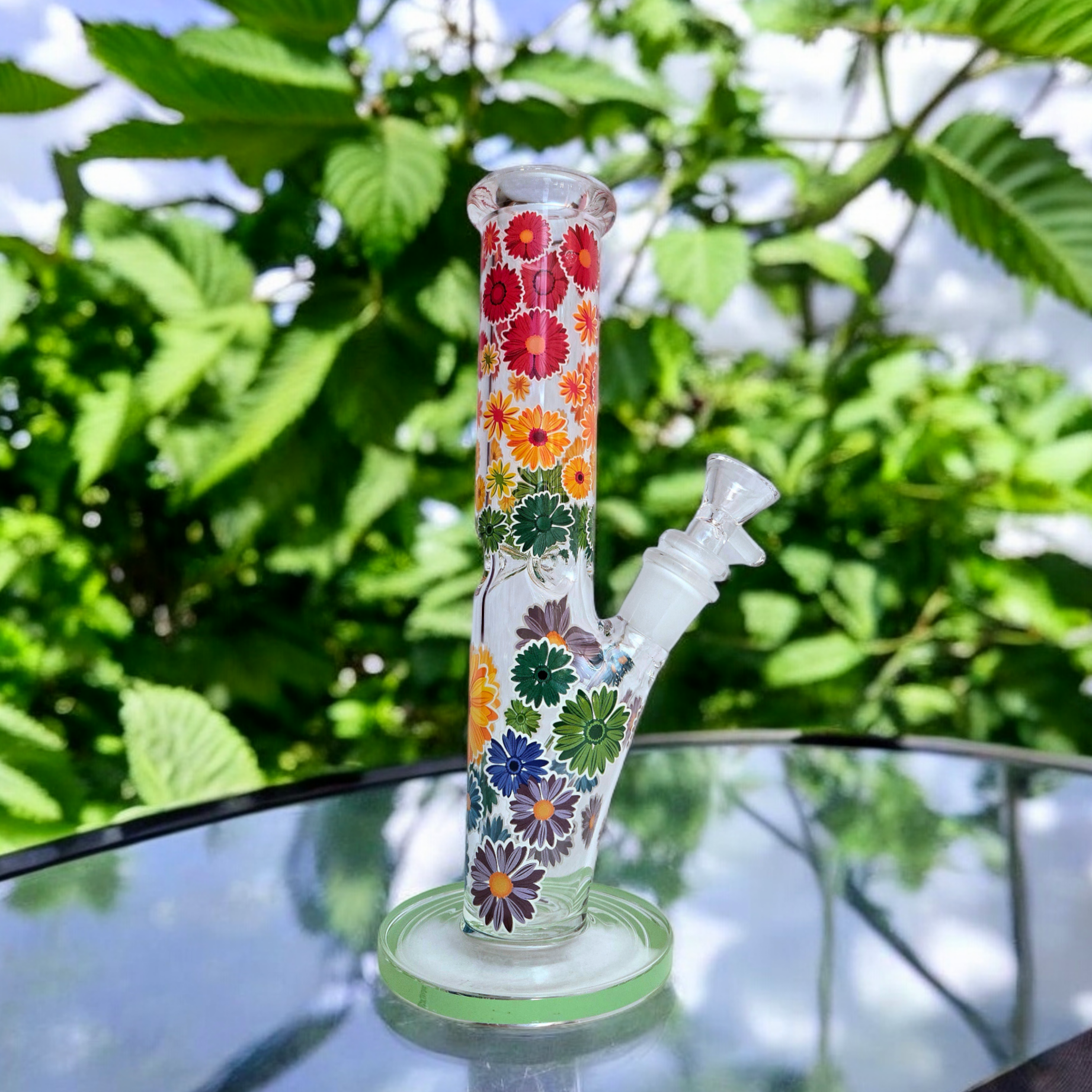 10" Floral Mini Tube with Ice Pinch Travel Size Glass