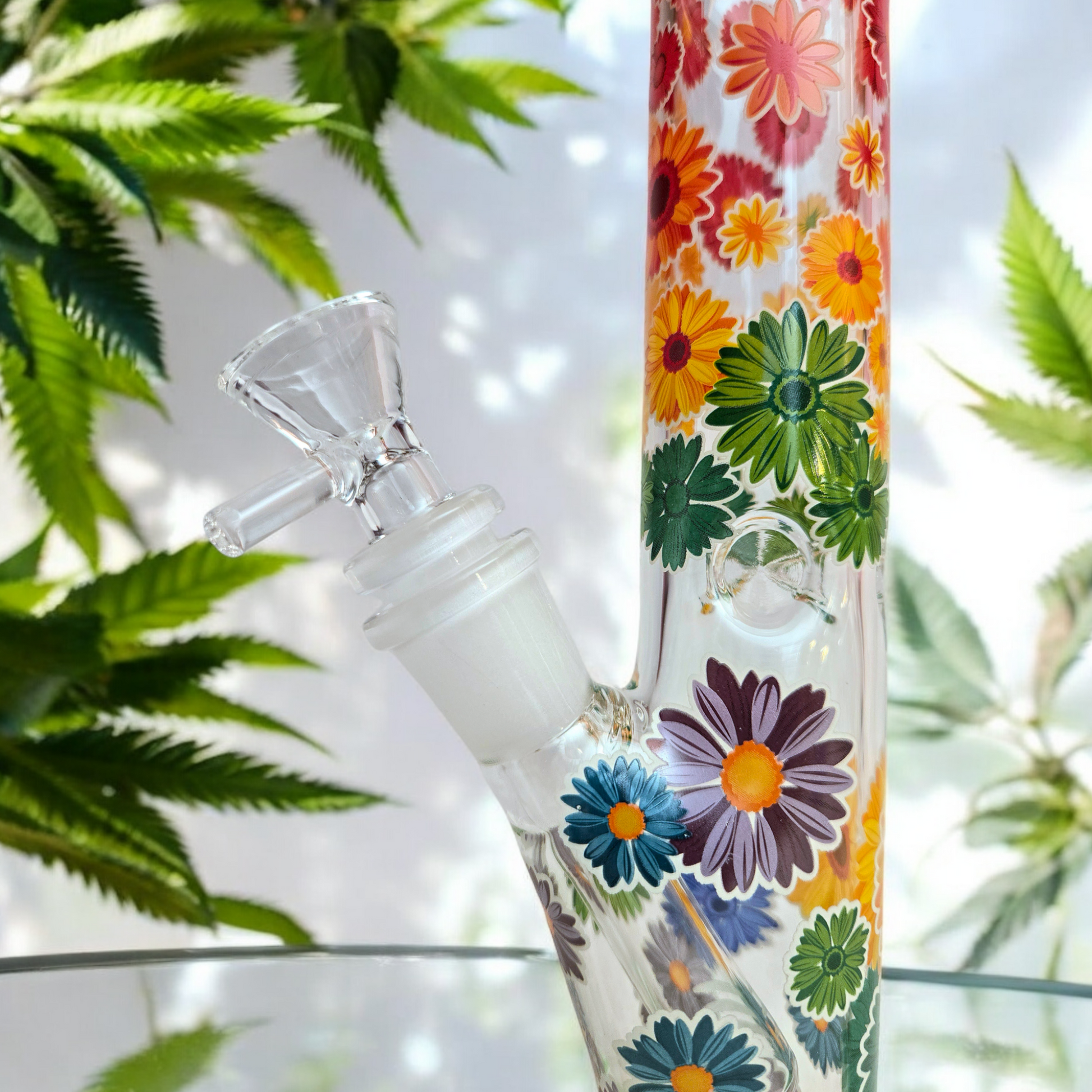 10" Floral Mini Tube with Ice Pinch Travel Size Glass