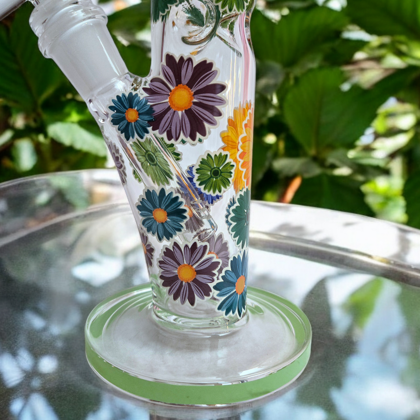 10" Floral Mini Tube with Ice Pinch Travel Size Glass