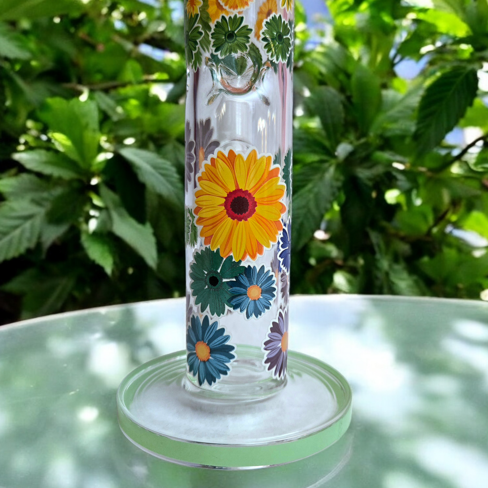 10" Floral Mini Tube with Ice Pinch Travel Size Glass