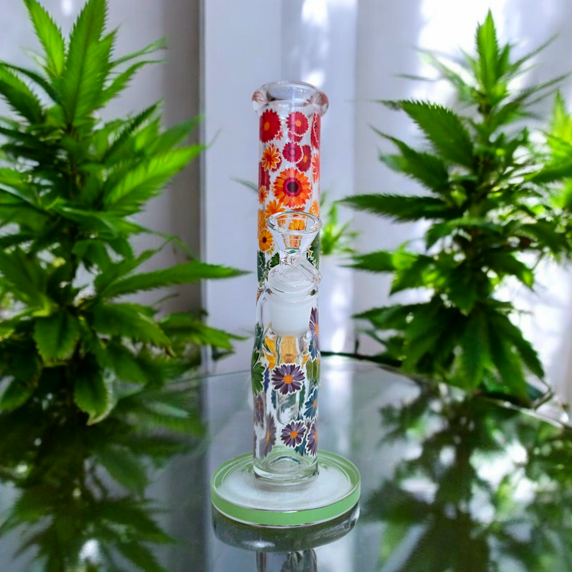 10" Floral Mini Tube with Ice Pinch Travel Size Glass