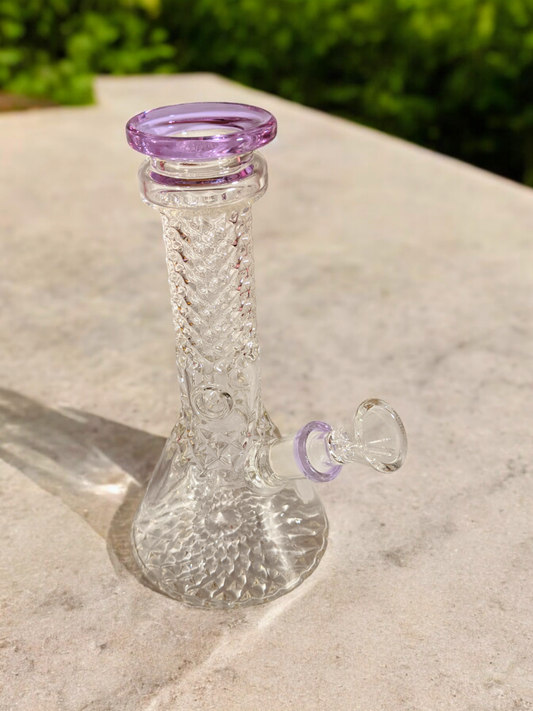 7" Amethyst Cut Crystal Beaker