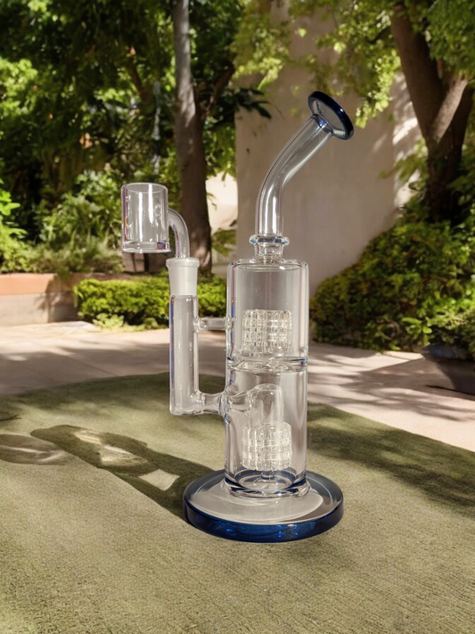 10" Double Matrix Bent Neck Rig with Cobalt Finish and Perks