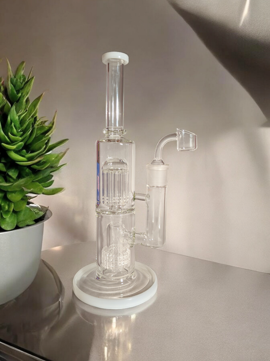 12" Classic White Double Perk Rig